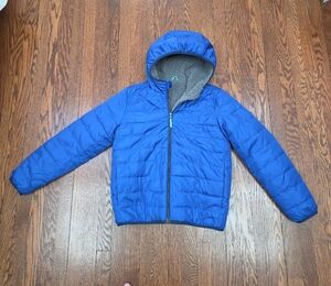J. Crew Kids' Reversible Sherpa Puffer Jacket XL Brilliant Sapphire